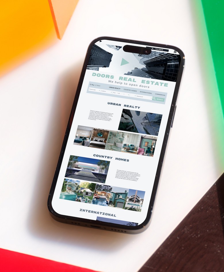 iPhone Showcase на мультицветовом фоне